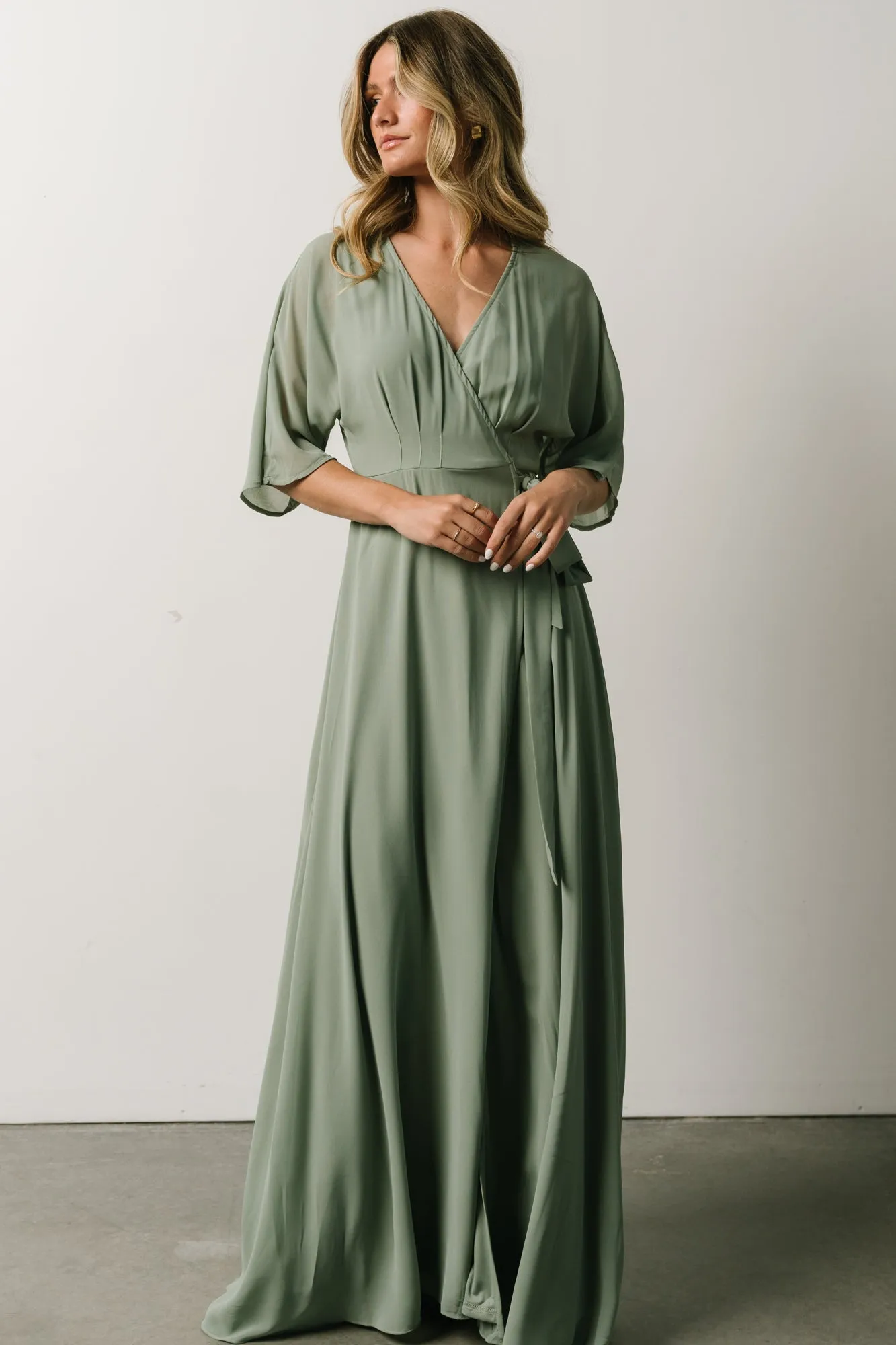 Lilly Wrap Maxi Dress | Dusty Sage sold by Baltic Born