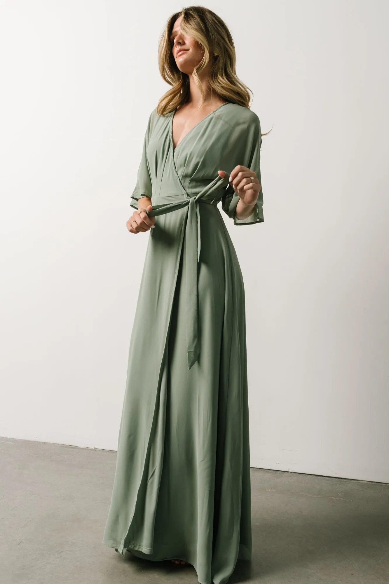 Lilly Wrap Maxi Dress | Dusty Sage sold by Baltic Born product image thumbnail 5