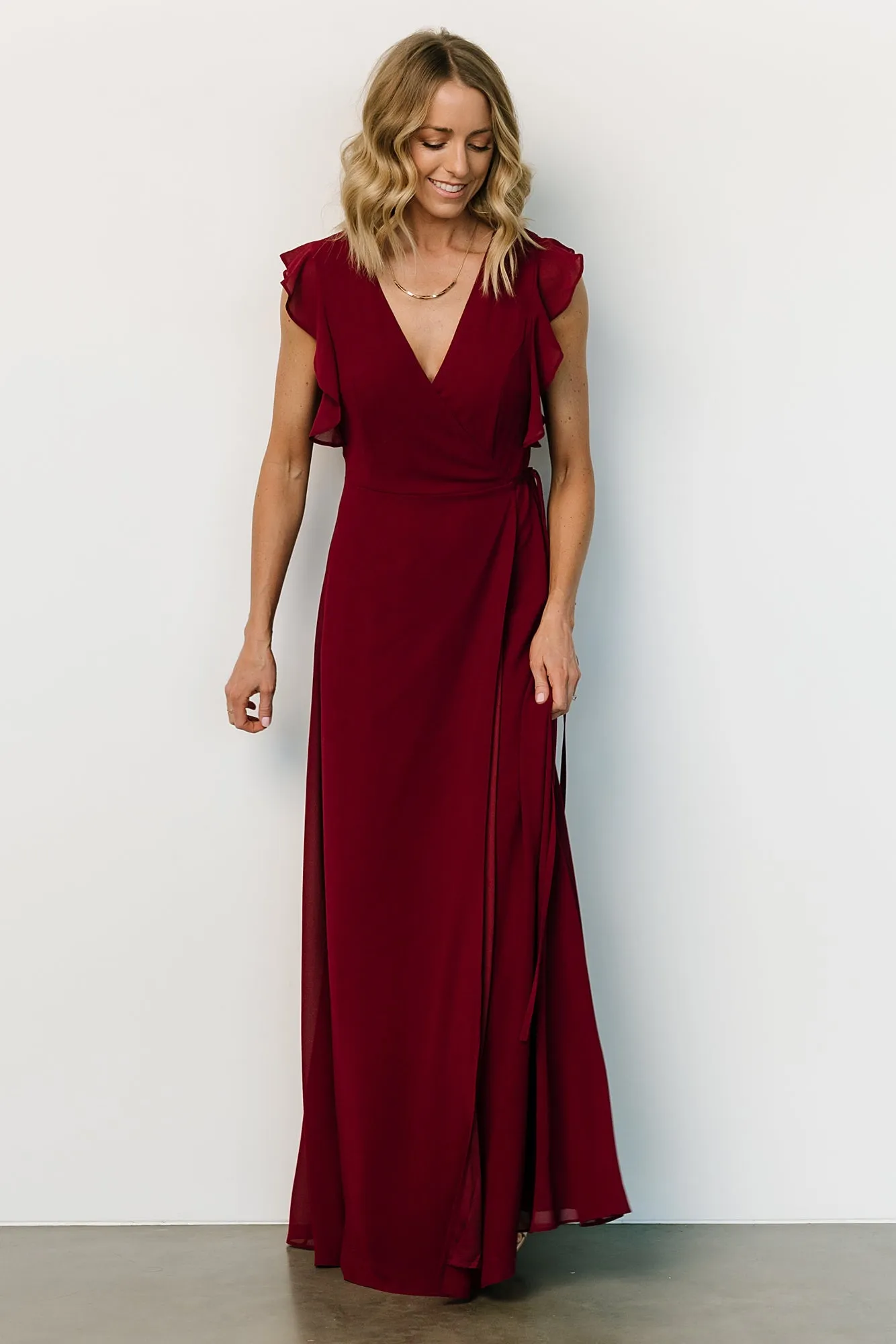 Saya Wrap Maxi Dress | Wine sold by Baltic Born