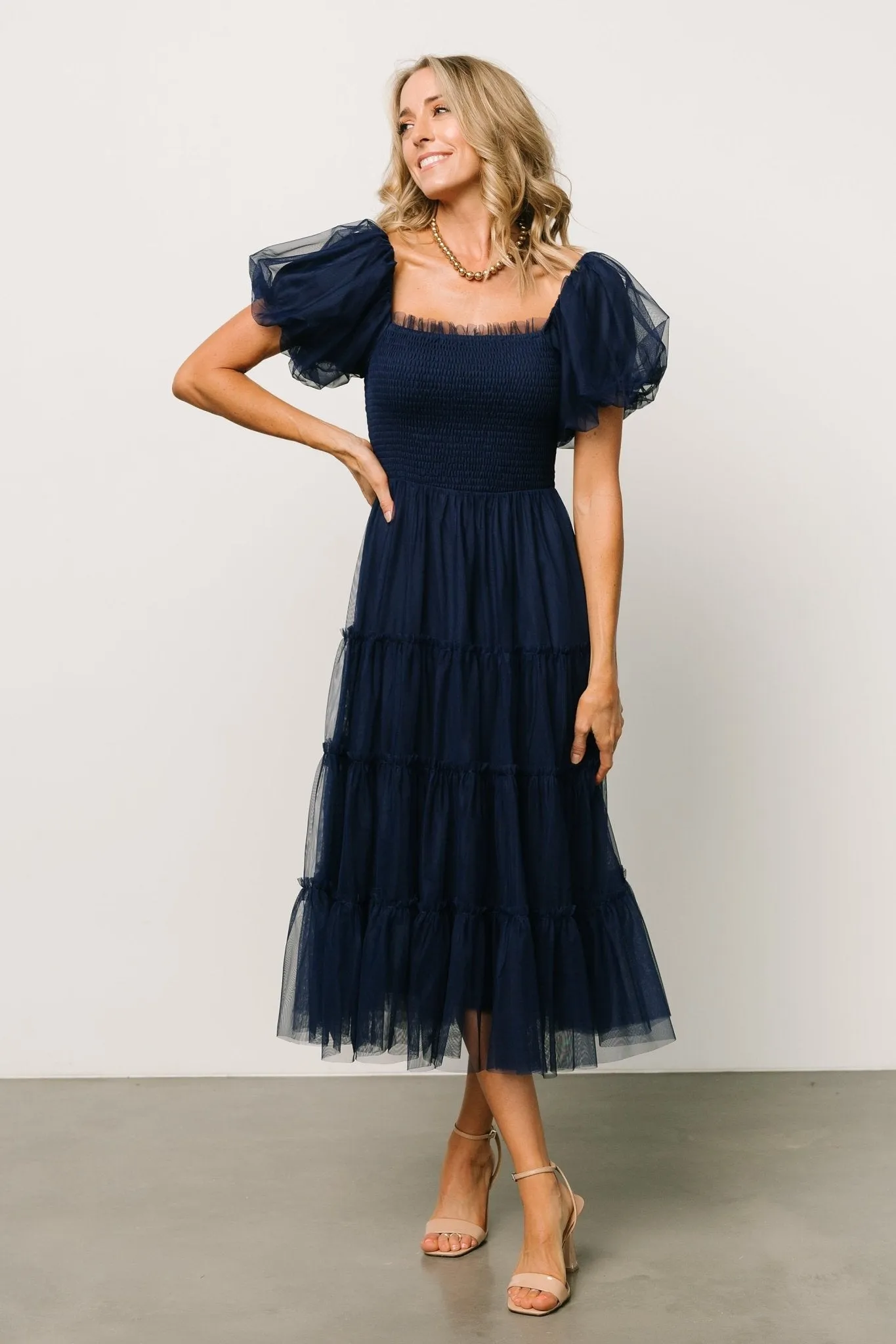 Liv Tulle Midi Dress | Navy sold by Baltic Born