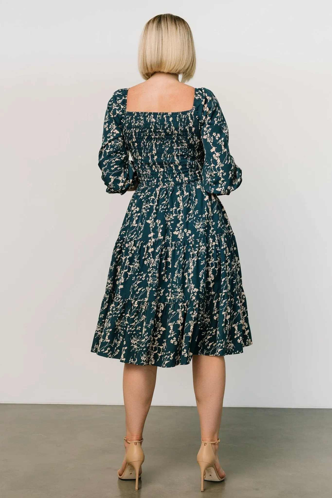 Marta Smocked Midi Dress | Topaz + Blush sold by Baltic Born product image thumbnail 5