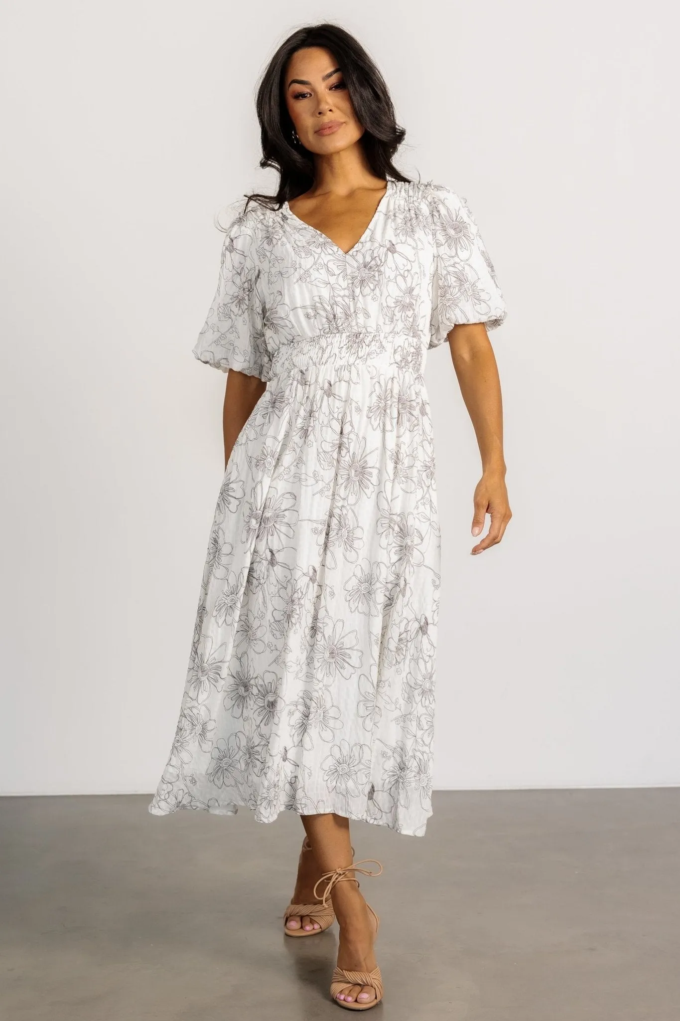 Makenna Midi Dress | Off White Print sold by Baltic Born