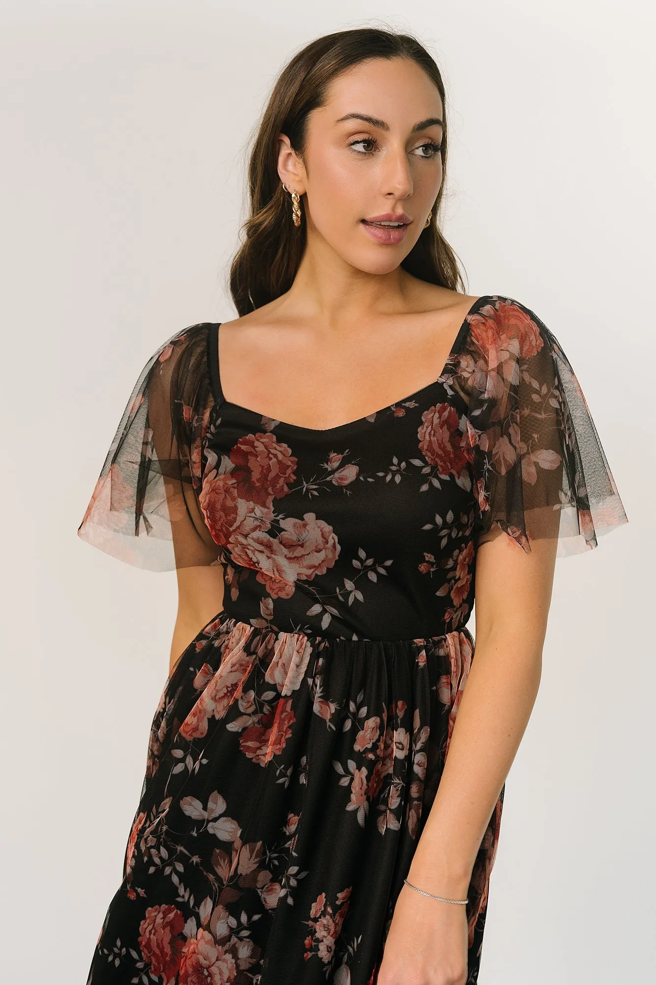 Gwyneth Tulle Midi Dress | Black Multi sold by Baltic Born product image thumbnail 2
