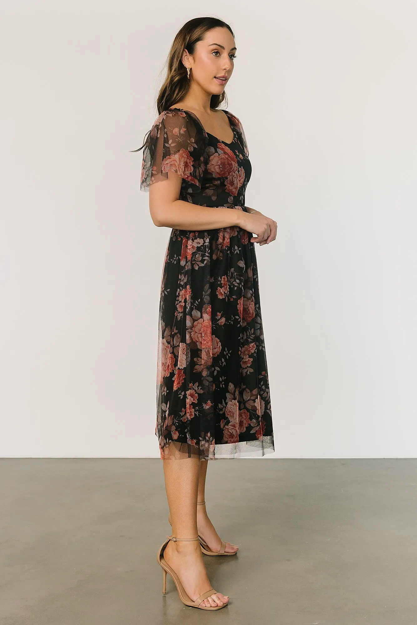 Gwyneth Tulle Midi Dress | Black Multi sold by Baltic Born product image thumbnail 3