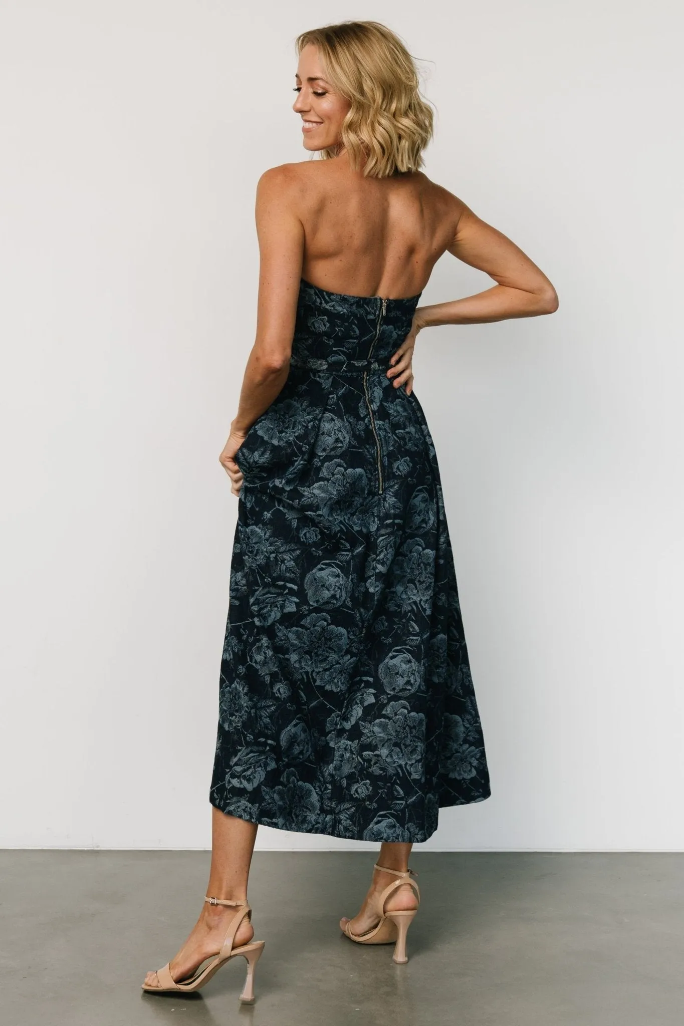 Darlene Strapless Denim Dress | Dark Blue sold by Baltic Born product image thumbnail 5
