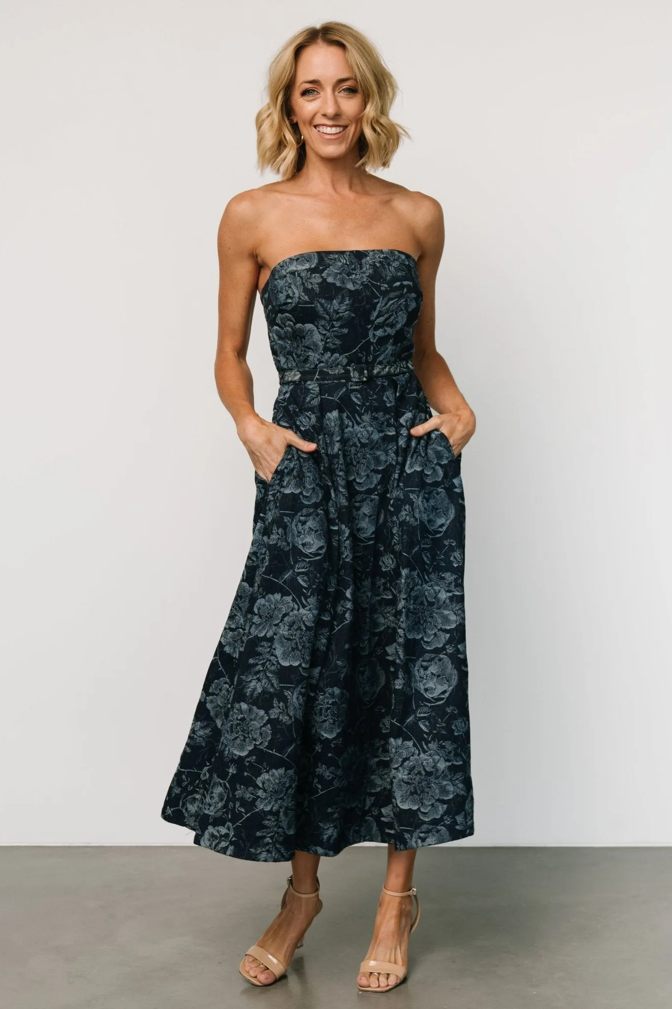 Darlene Strapless Denim Dress | Dark Blue sold by Baltic Born product image thumbnail 4