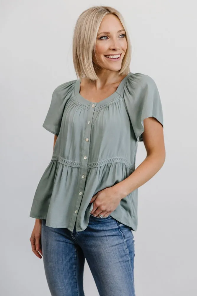 Unity Button Up Top | Sage sold by Baltic Born