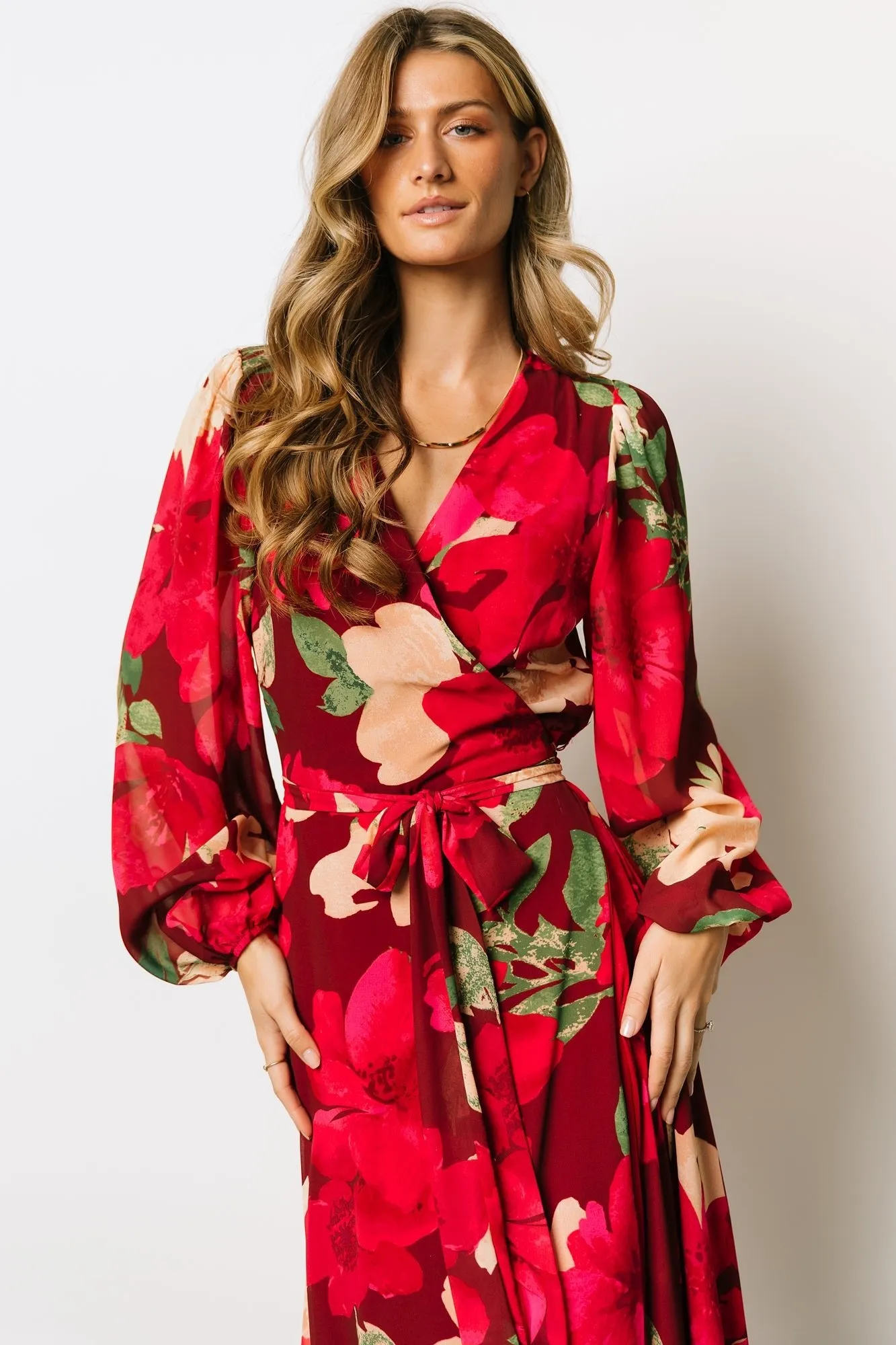 Katinka Wrap Maxi Dress | Burgundy Multi Floral sold by Baltic Born product image thumbnail 2