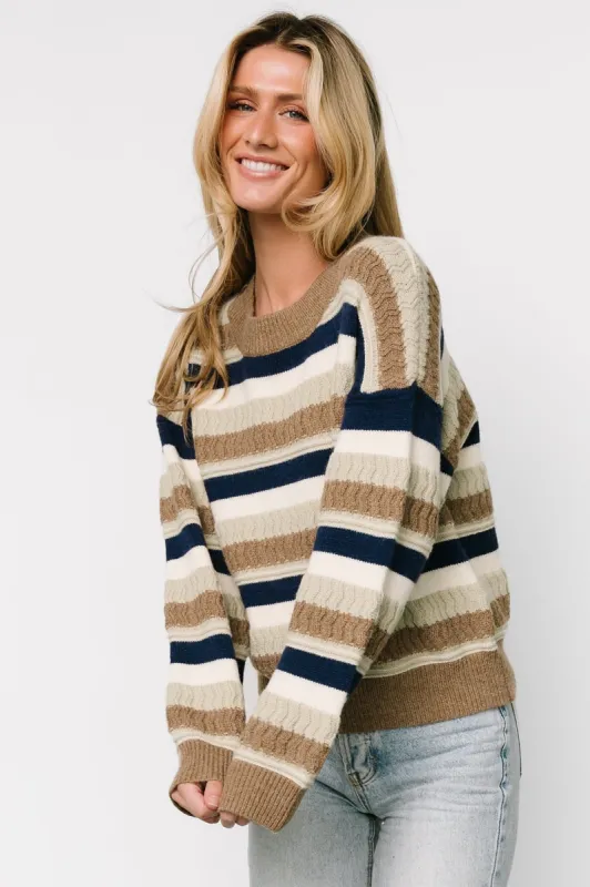 Kira Striped Sweater | Navy + Sage Multi sold by Baltic Born