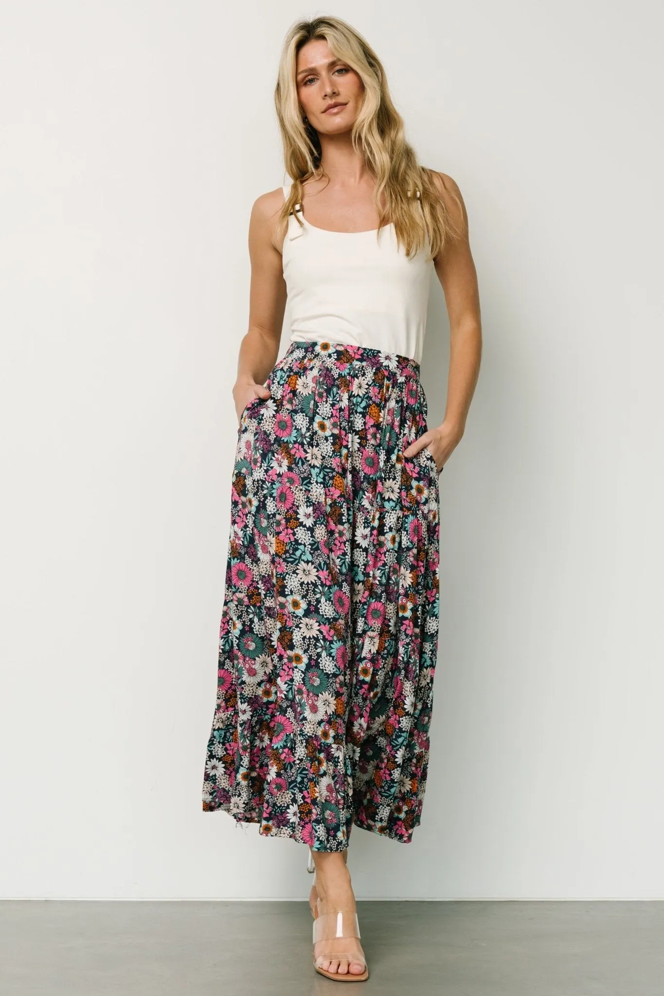 Reilly Maxi Skirt | Navy Flower Print sold by Baltic Born