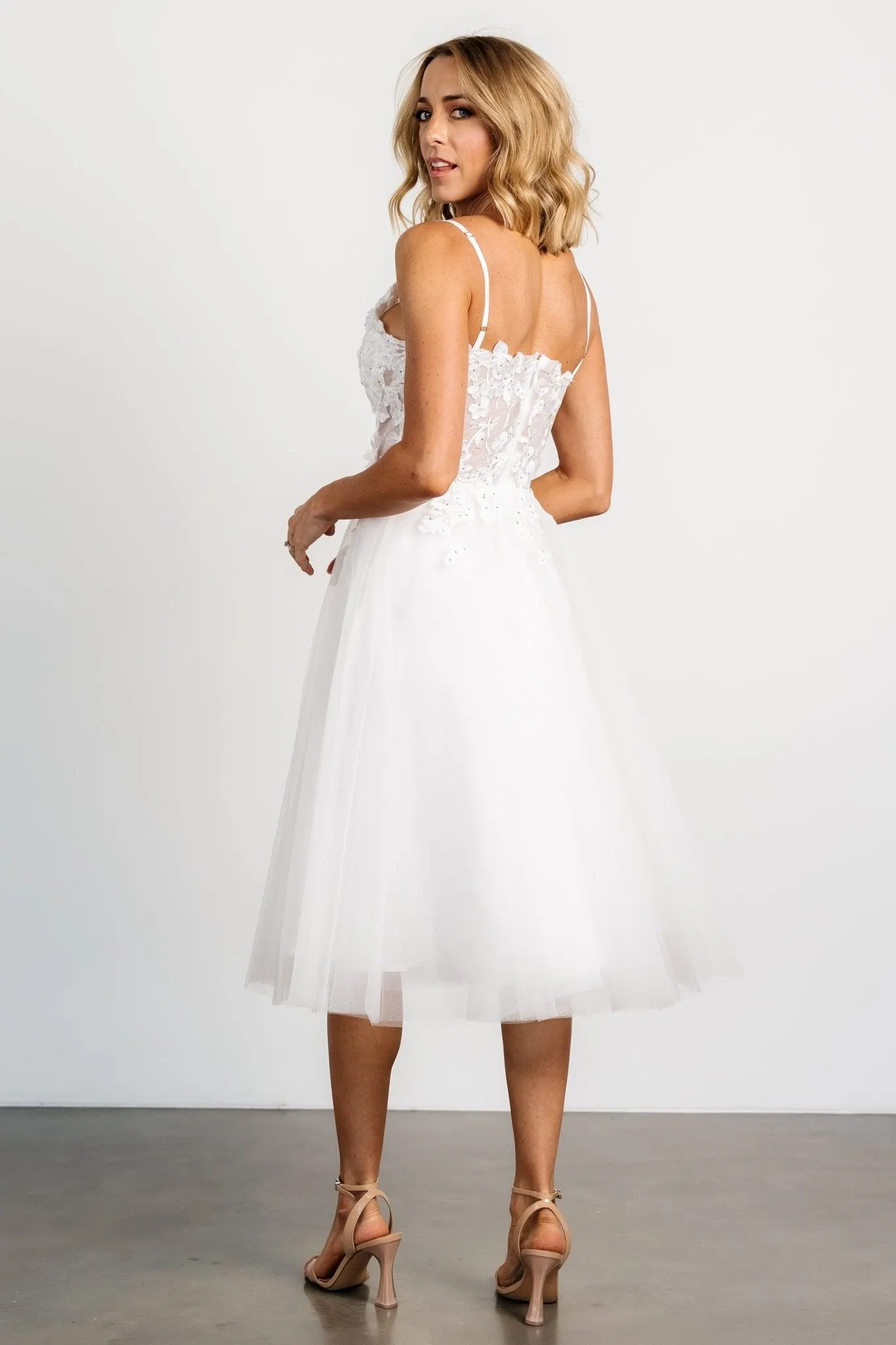 Soieblu Noelle Shimmer Midi Dress | Off White | Parallel