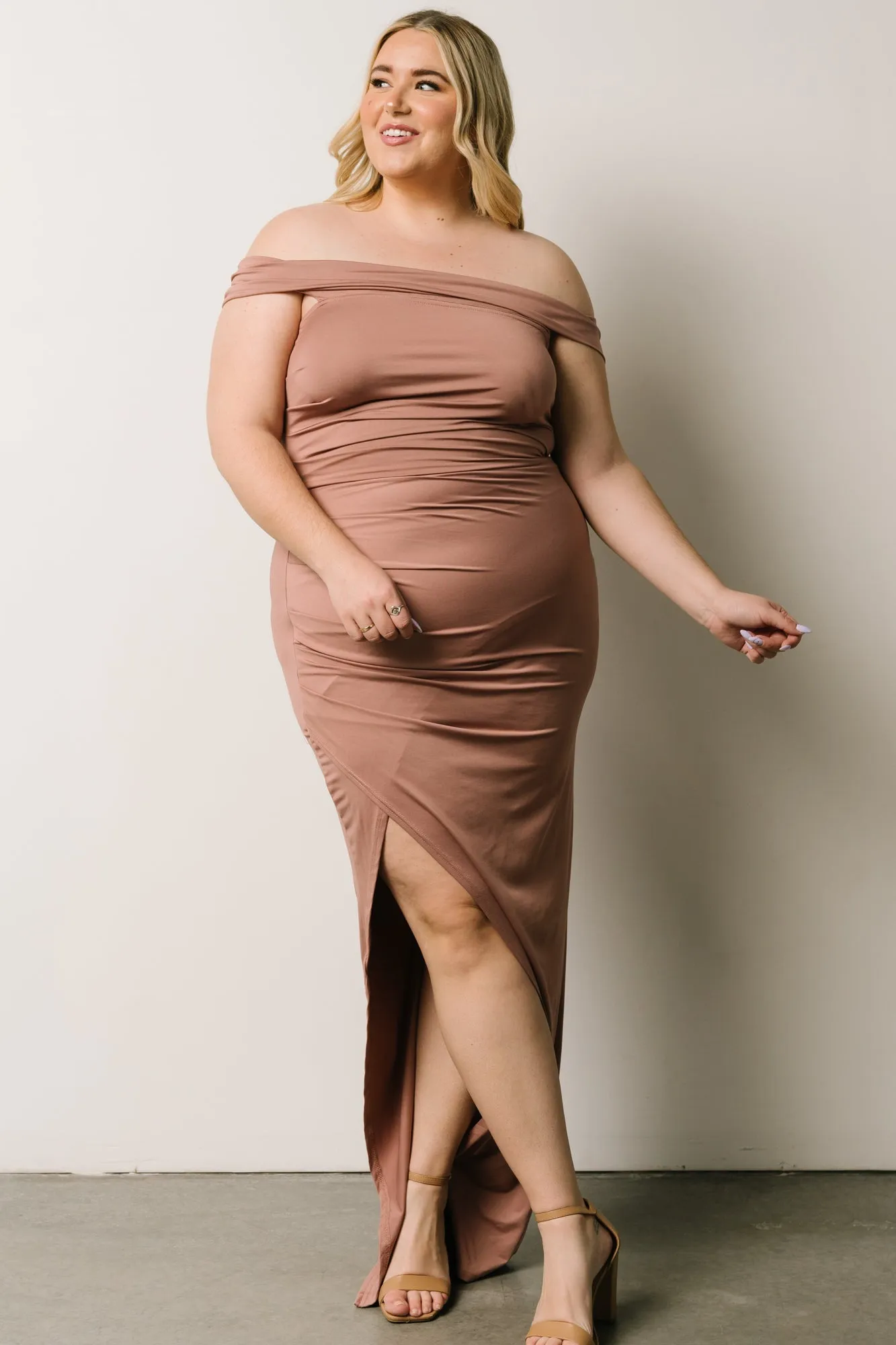 Zaire Off Shoulder Maxi Dress | Dusty Mauve sold by Baltic Born product image thumbnail 2