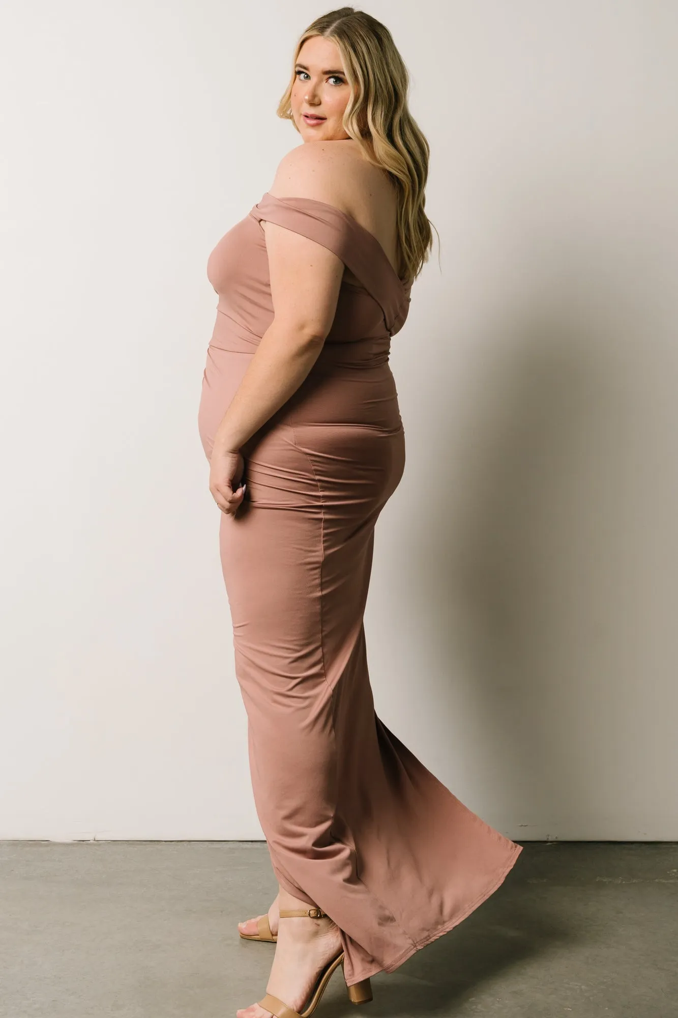 Zaire Off Shoulder Maxi Dress | Dusty Mauve sold by Baltic Born product image thumbnail 5