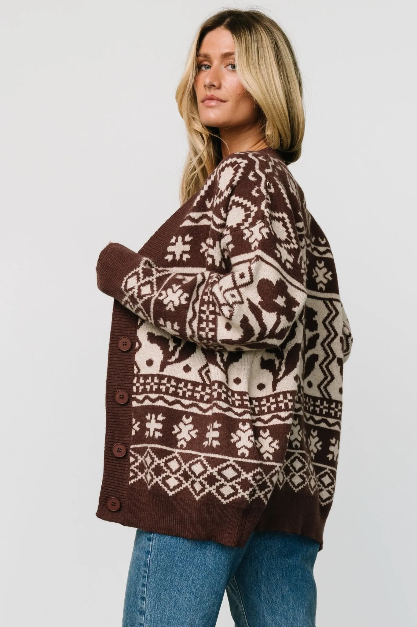 Jackson Oversized Cardigan | Dark Mocha Print sold by Baltic Born product image thumbnail 4