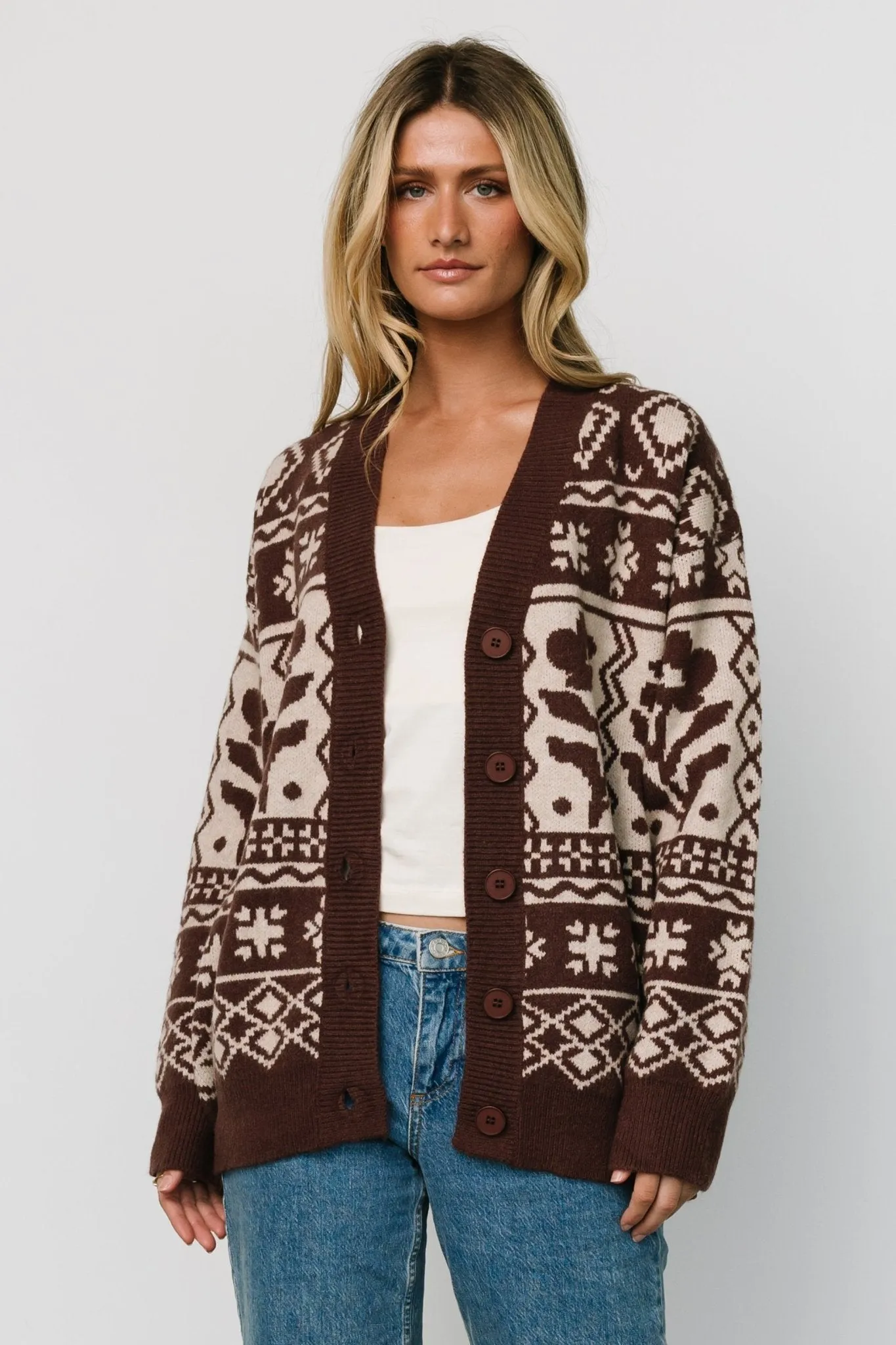 Jackson Oversized Cardigan | Dark Mocha Print sold by Baltic Born product image thumbnail 2