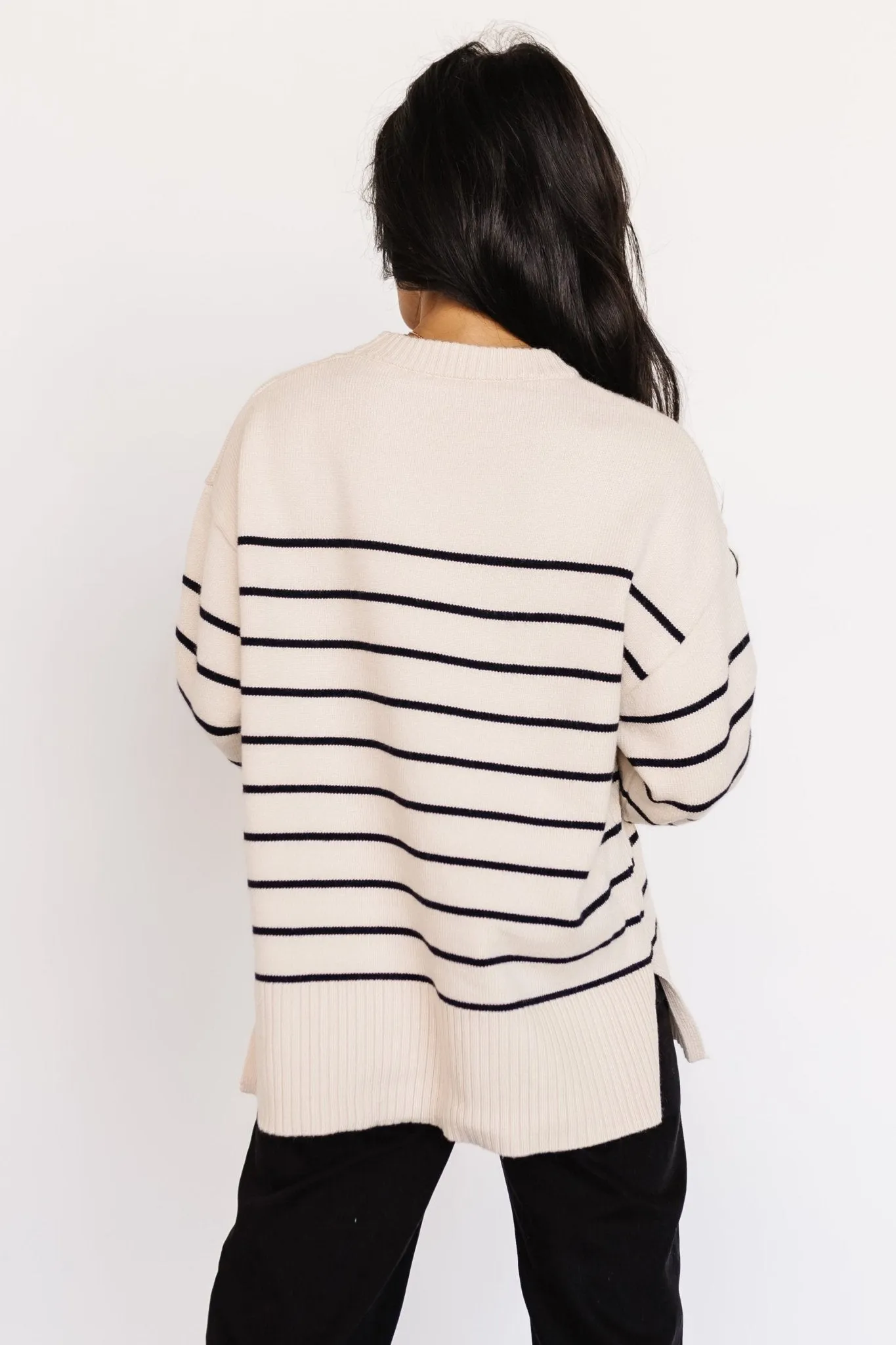 Emerson Stripe Knit Sweater | Ivory + Black sold by Baltic Born product image thumbnail 4