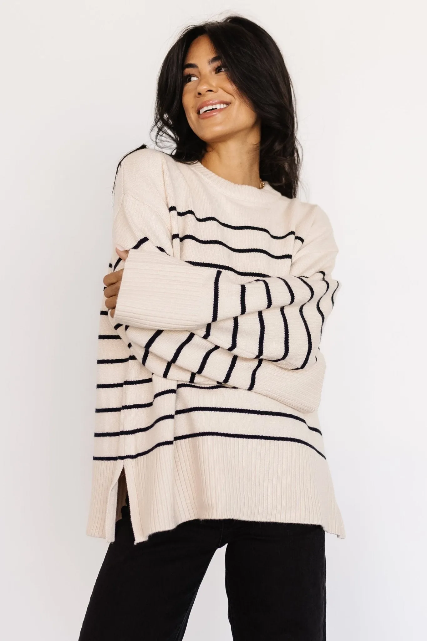 Emerson Stripe Knit Sweater | Ivory + Black sold by Baltic Born product image thumbnail 3