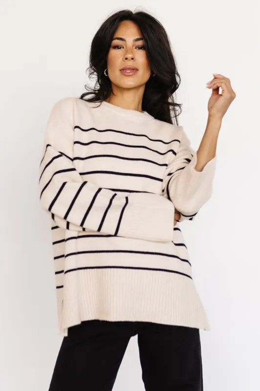 Emerson Stripe Knit Sweater | Ivory + Black sold by Baltic Born