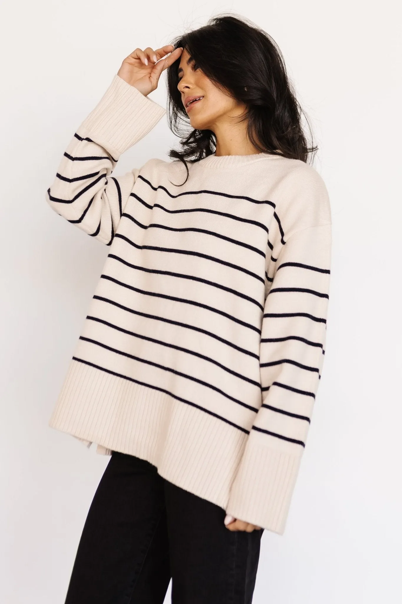 Emerson Stripe Knit Sweater | Ivory + Black sold by Baltic Born product image thumbnail 5