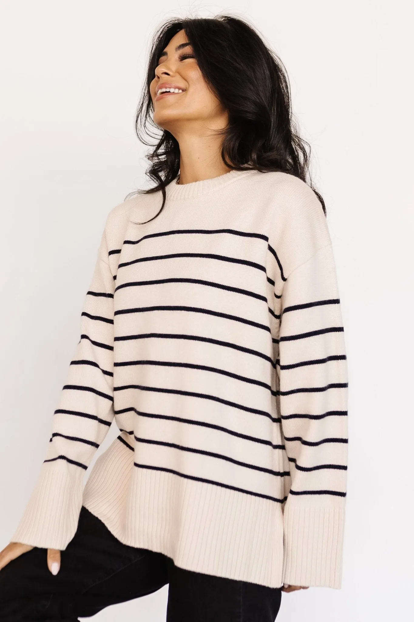 Emerson Stripe Knit Sweater | Ivory + Black sold by Baltic Born product image thumbnail 2