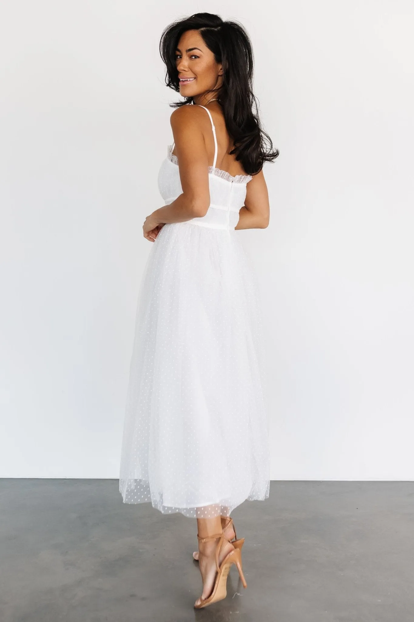 Elsie Tulle Midi Dress | White sold by Baltic Born product image thumbnail 3