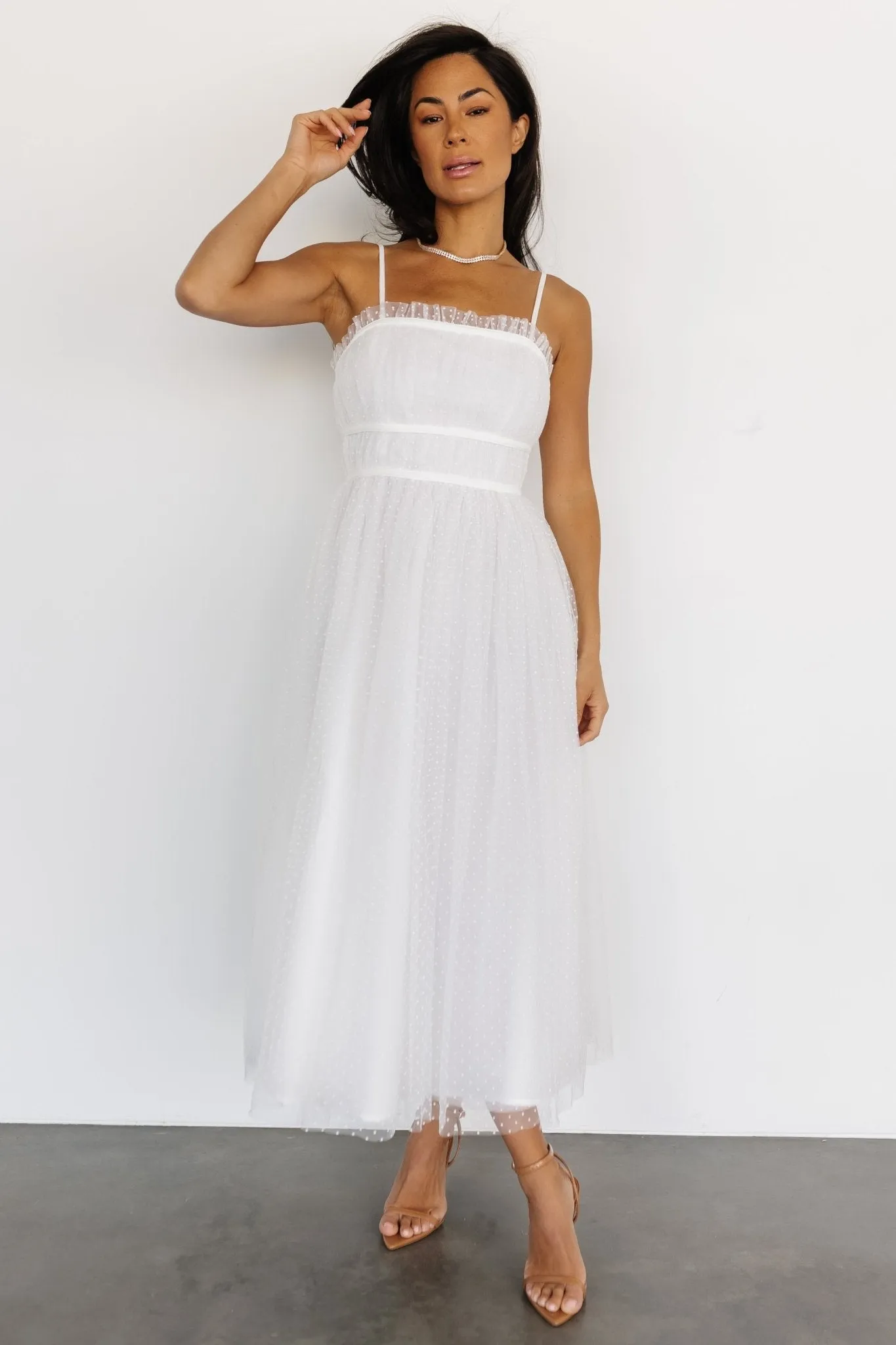 Elsie Tulle Midi Dress | White sold by Baltic Born product image thumbnail 4