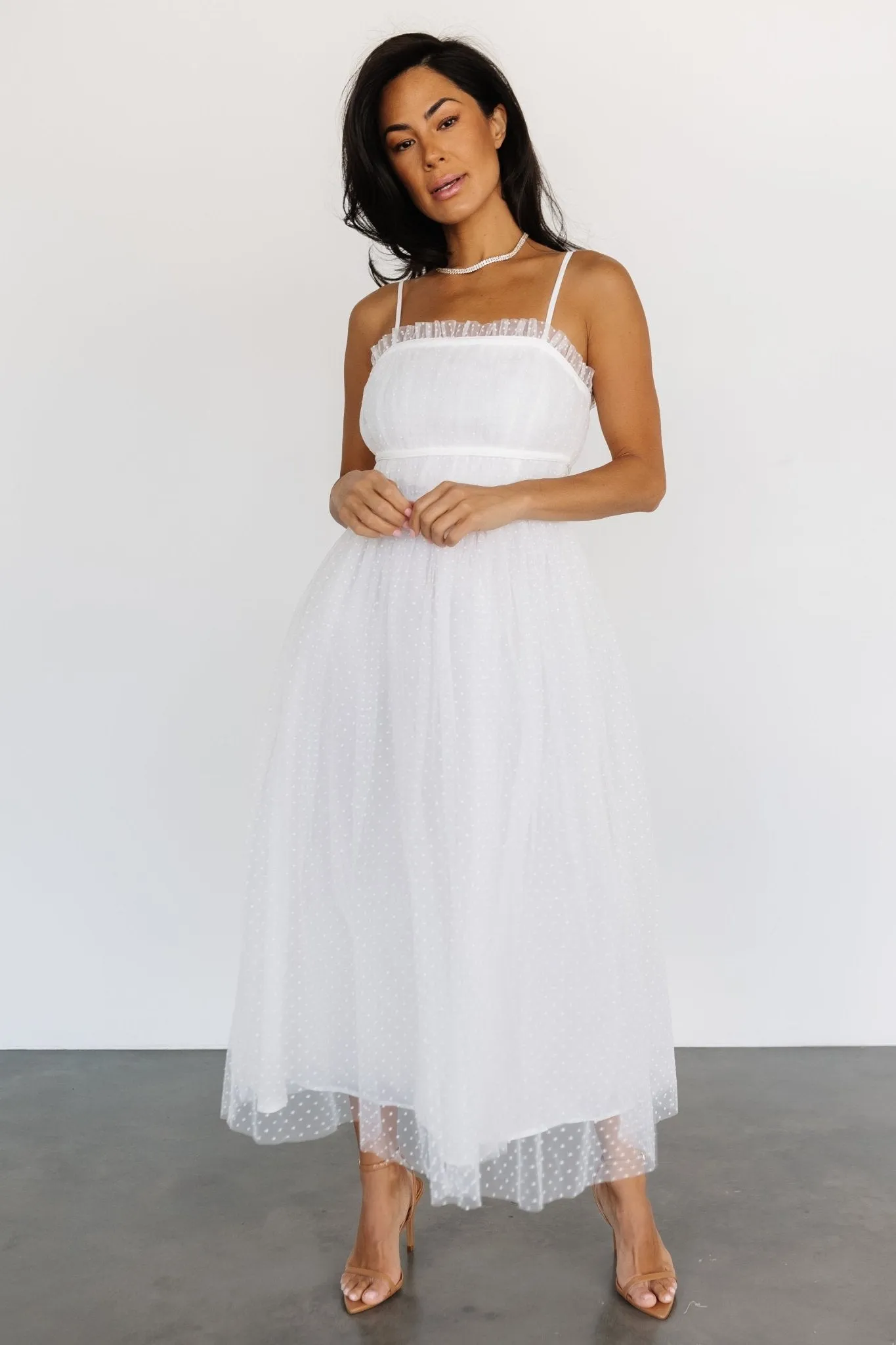 Elsie Tulle Midi Dress | White sold by Baltic Born
