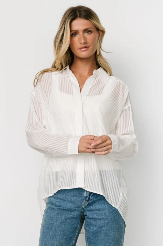 Sheldon Striped Oversized Top | White sold by Baltic Born