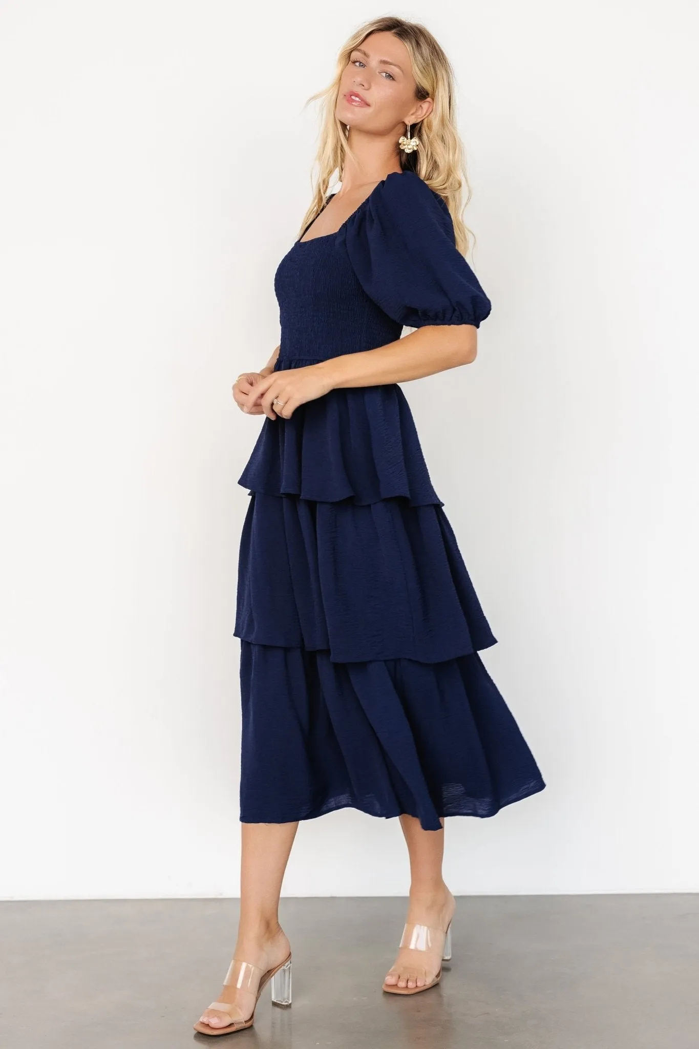 Ashbourne Tiered Dress | Midnight Blue sold by Baltic Born product image thumbnail 5