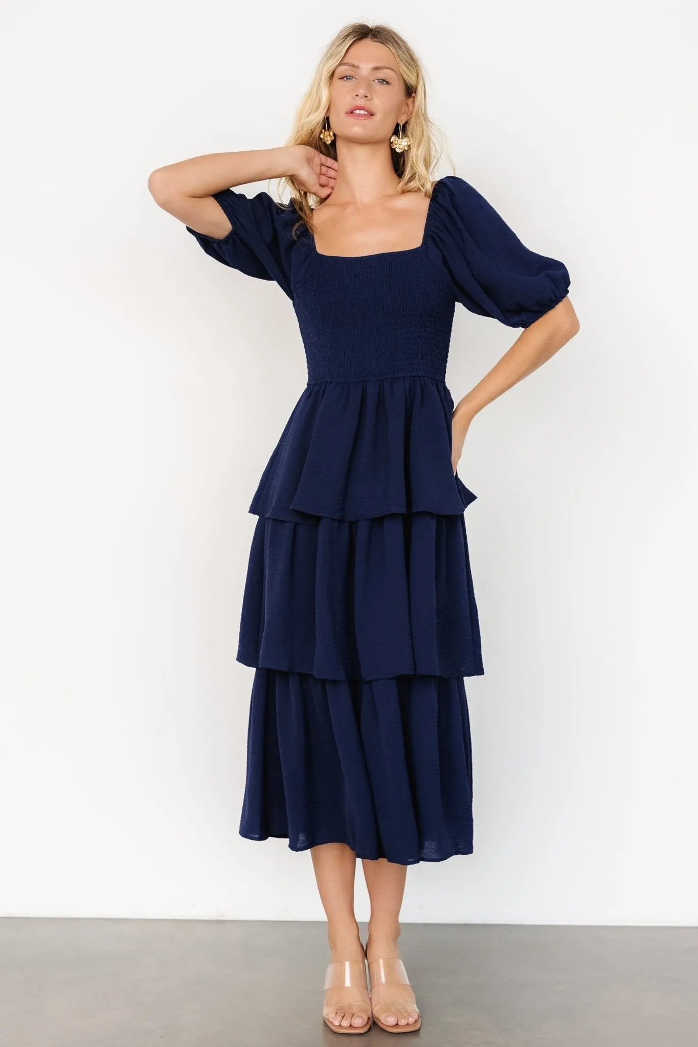 Ashbourne Tiered Dress | Midnight Blue sold by Baltic Born product image thumbnail 3
