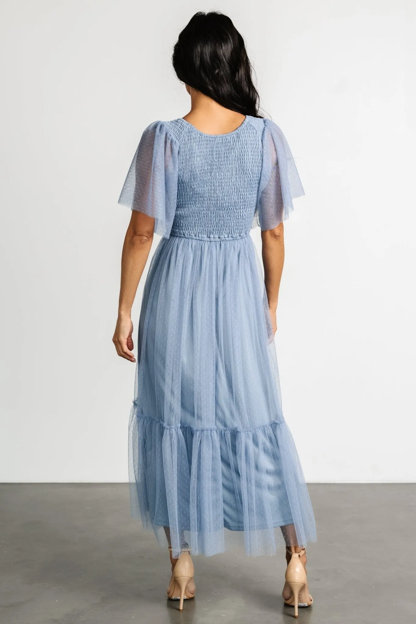 Martha Smocked Tulle Dress | Dusty Blue sold by Baltic Born product image thumbnail 4