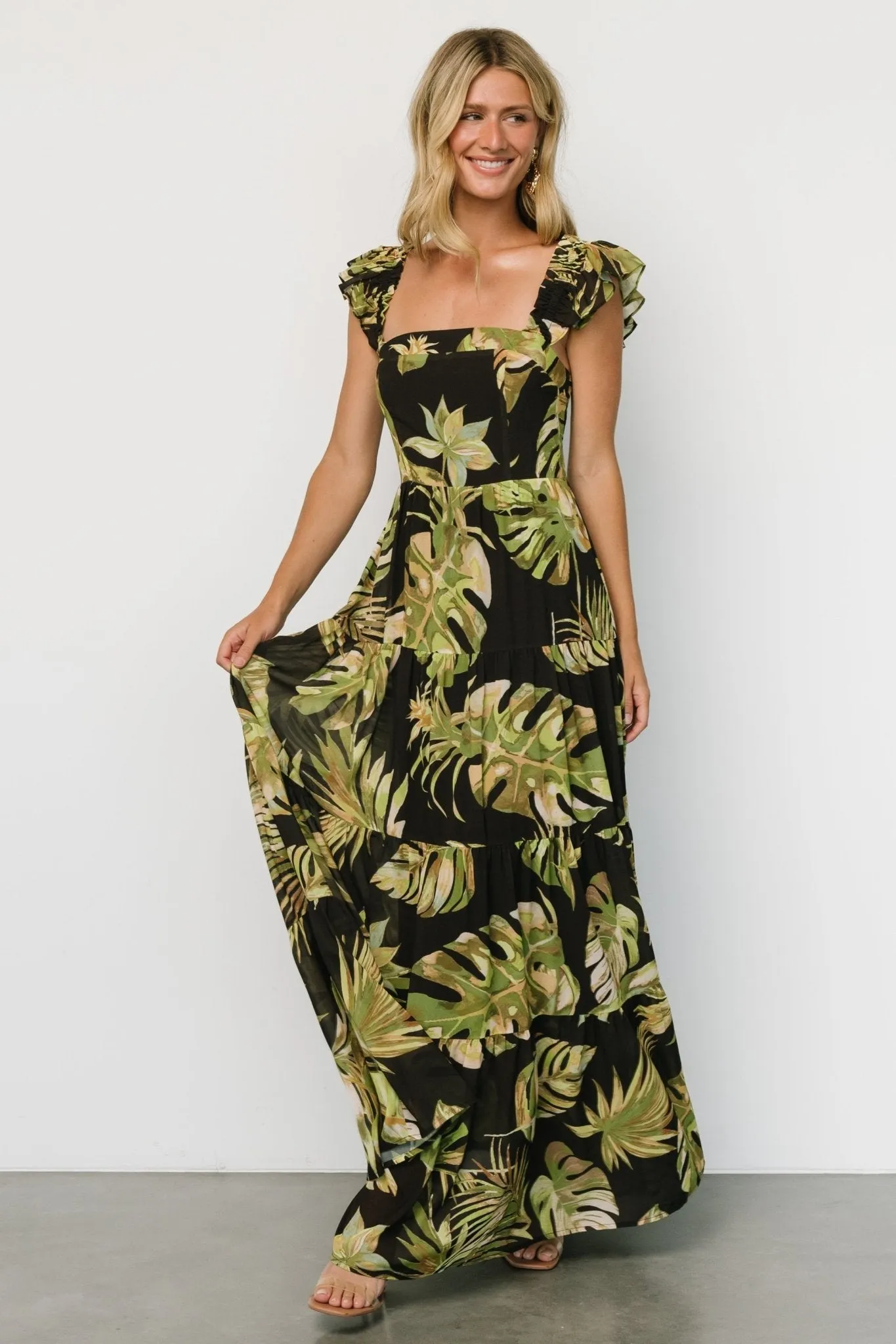 Encinitas Maxi Dress | Tropical Green + Black sold by Baltic Born