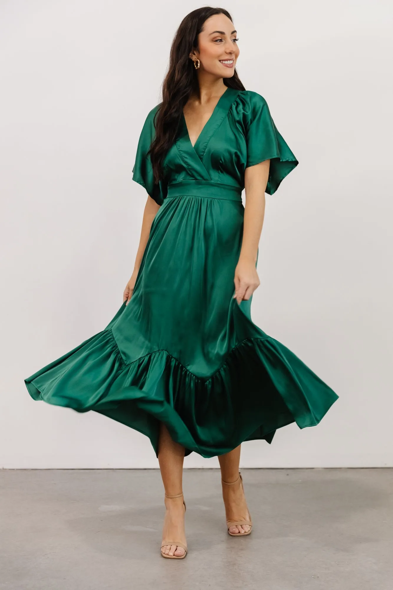 Pasadena Satin Dress | Green sold by Baltic Born product image thumbnail 3
