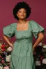 Cindy Puff Sleeve Tiered Dress | Dusty Green sold by Baltic Born
