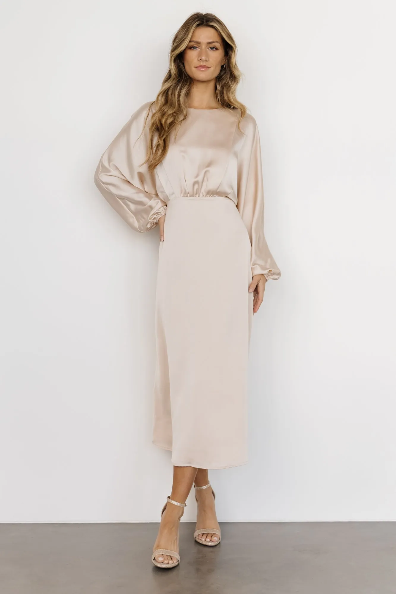 Balta Satin Midi Dress | Champagne sold by Baltic Born