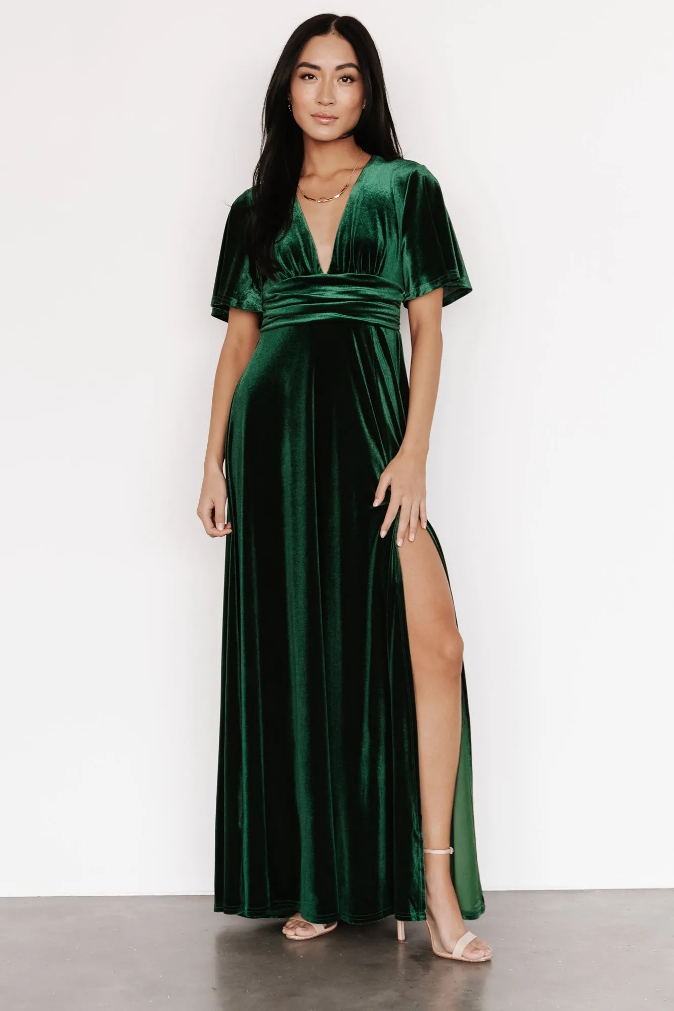 Berenice Velvet Maxi Dress | Emerald sold by Baltic Born product image thumbnail 2