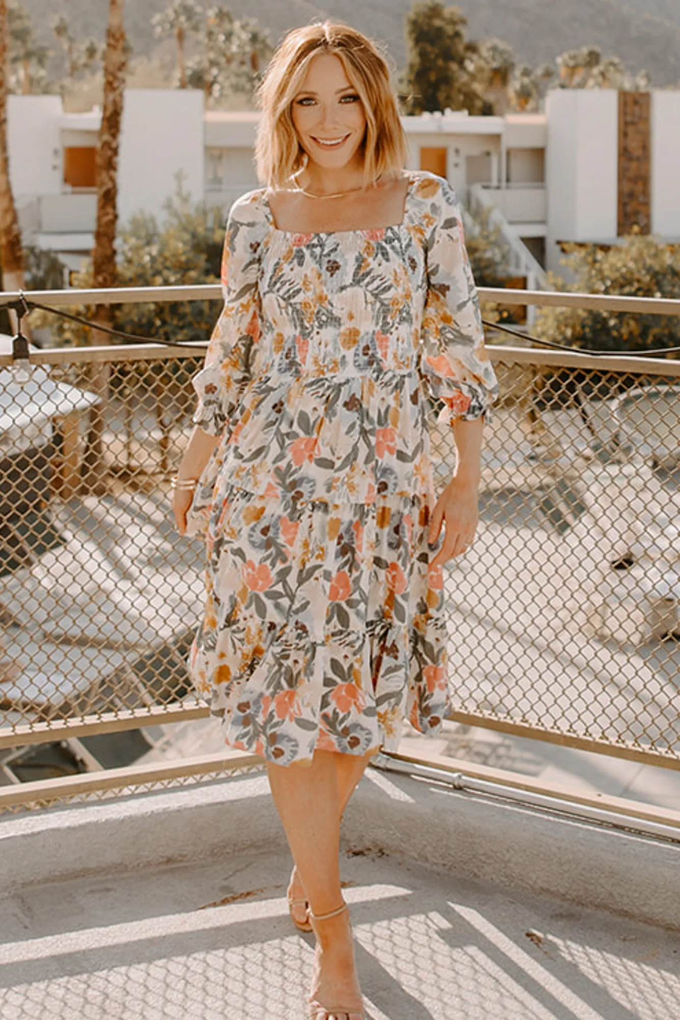 Marta Smocked Midi Dress | Multi Floral sold by Baltic Born