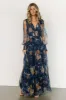 Layla Tulle Maxi Dress | Blue + Golden Floral sold by Baltic Born