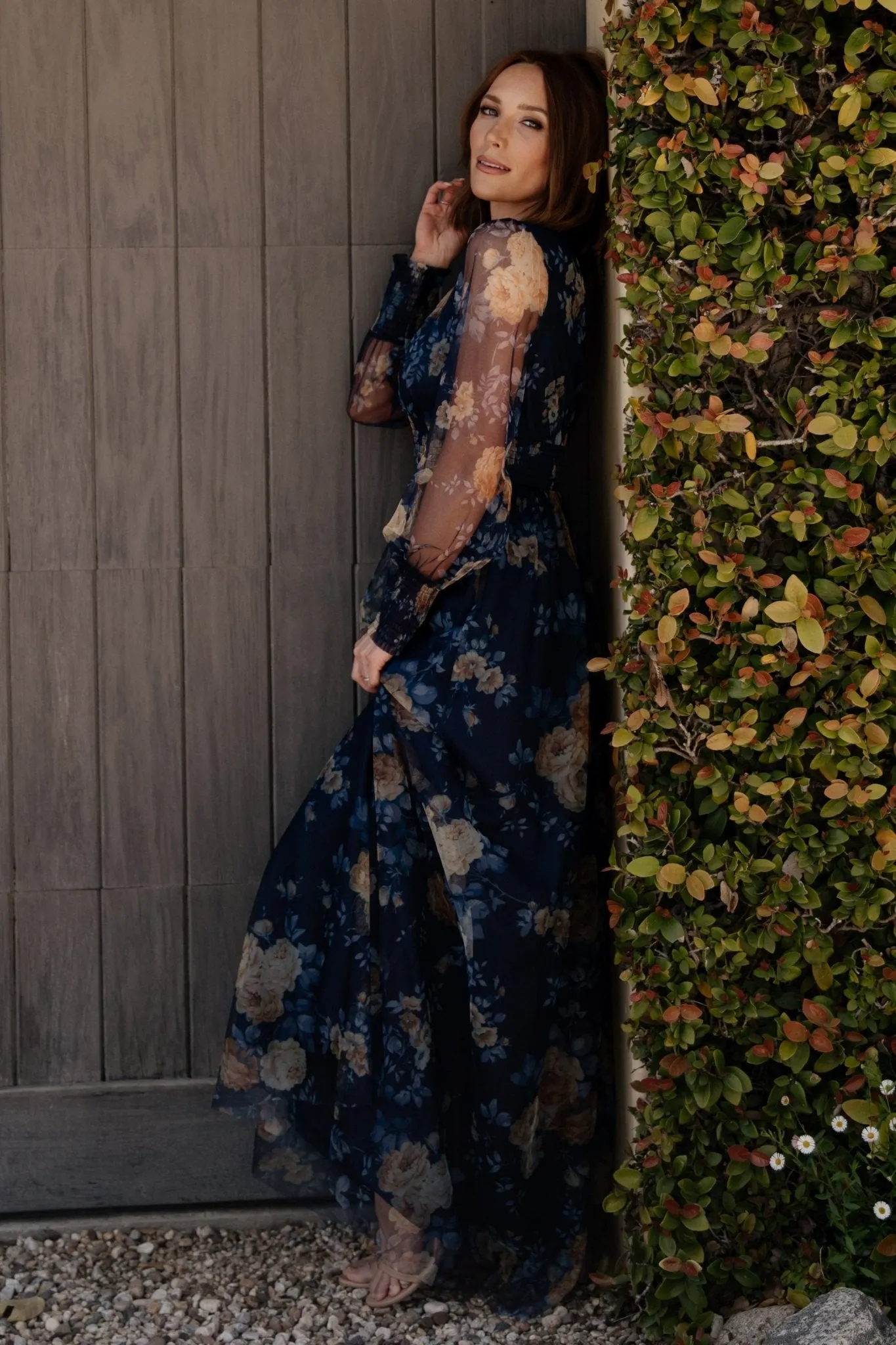 Layla Tulle Maxi Dress | Blue + Golden Floral sold by Baltic Born product image thumbnail 4