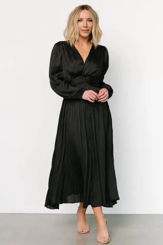 Perla Pleated Midi Dress | Black sold by Baltic Born
