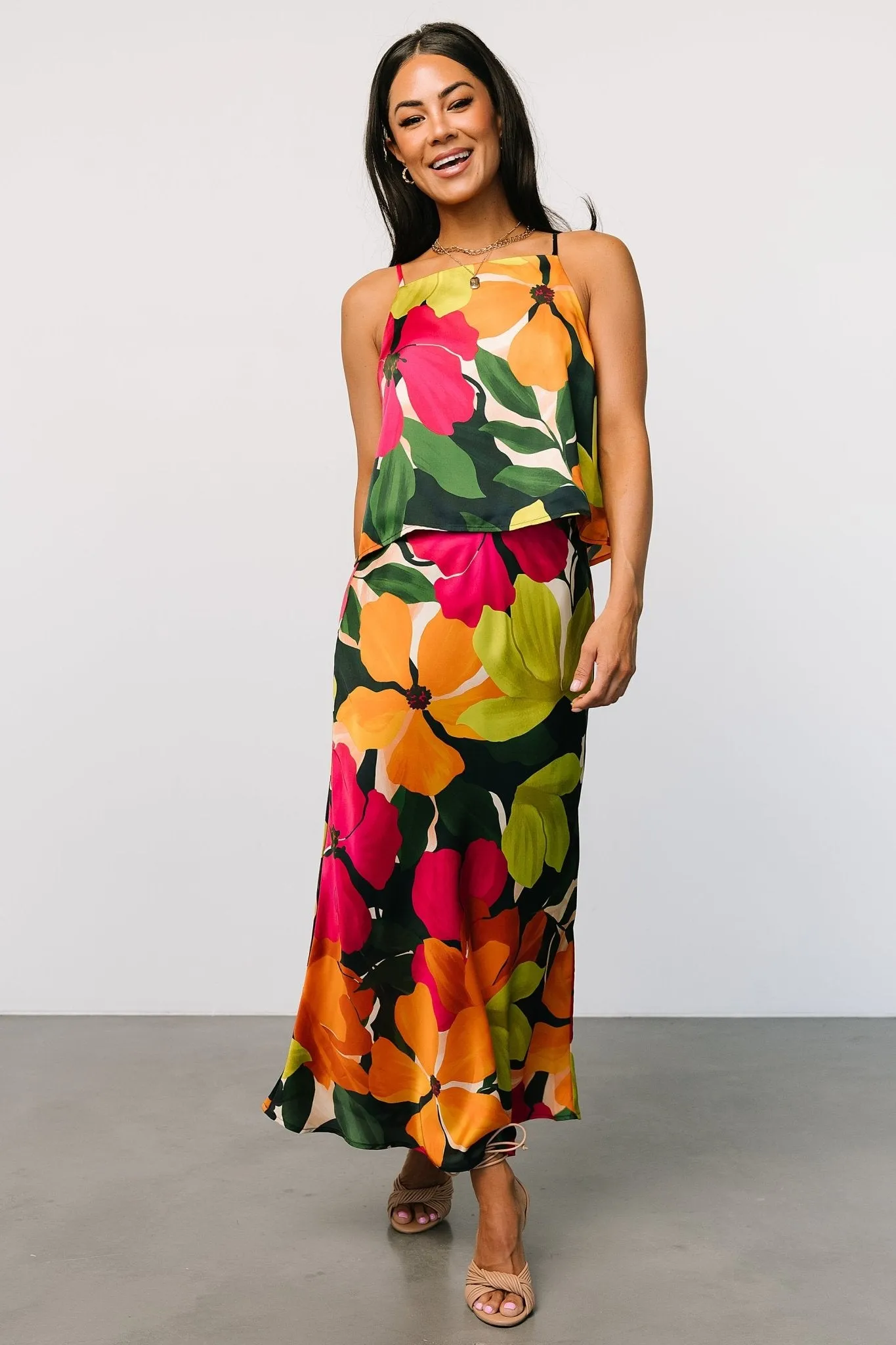 Leland Satin Skirt | Multi Floral sold by Baltic Born