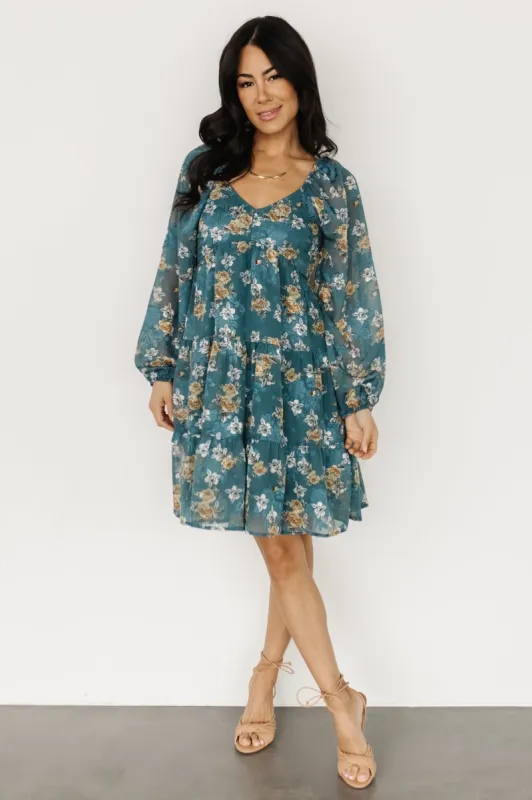 Lombard Tiered Dress | Blue + Gold sold by Baltic Born