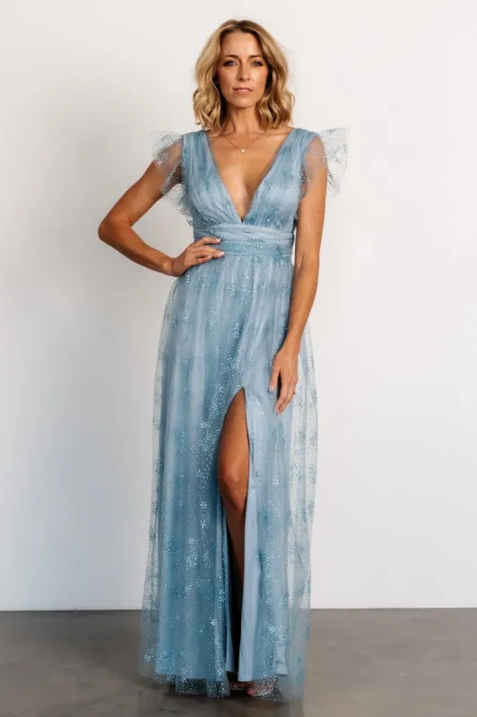 Adalyn Shimmer Maxi Dress | Blue sold by Baltic Born