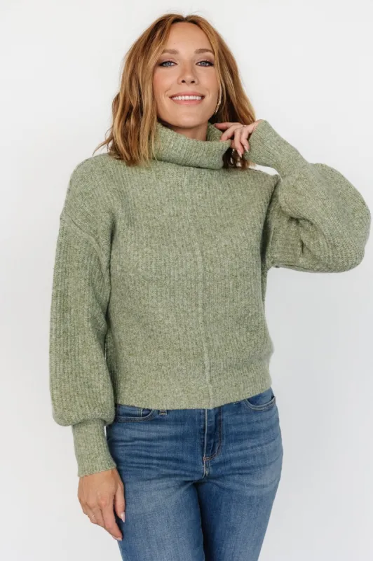 Frannie Knit Turtleneck Sweater | Olive sold by Baltic Born