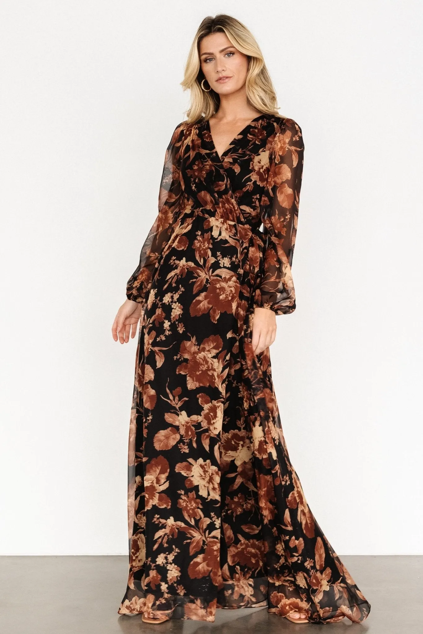 Maura Wrap Maxi Dress | Black Print sold by Baltic Born product image thumbnail 4