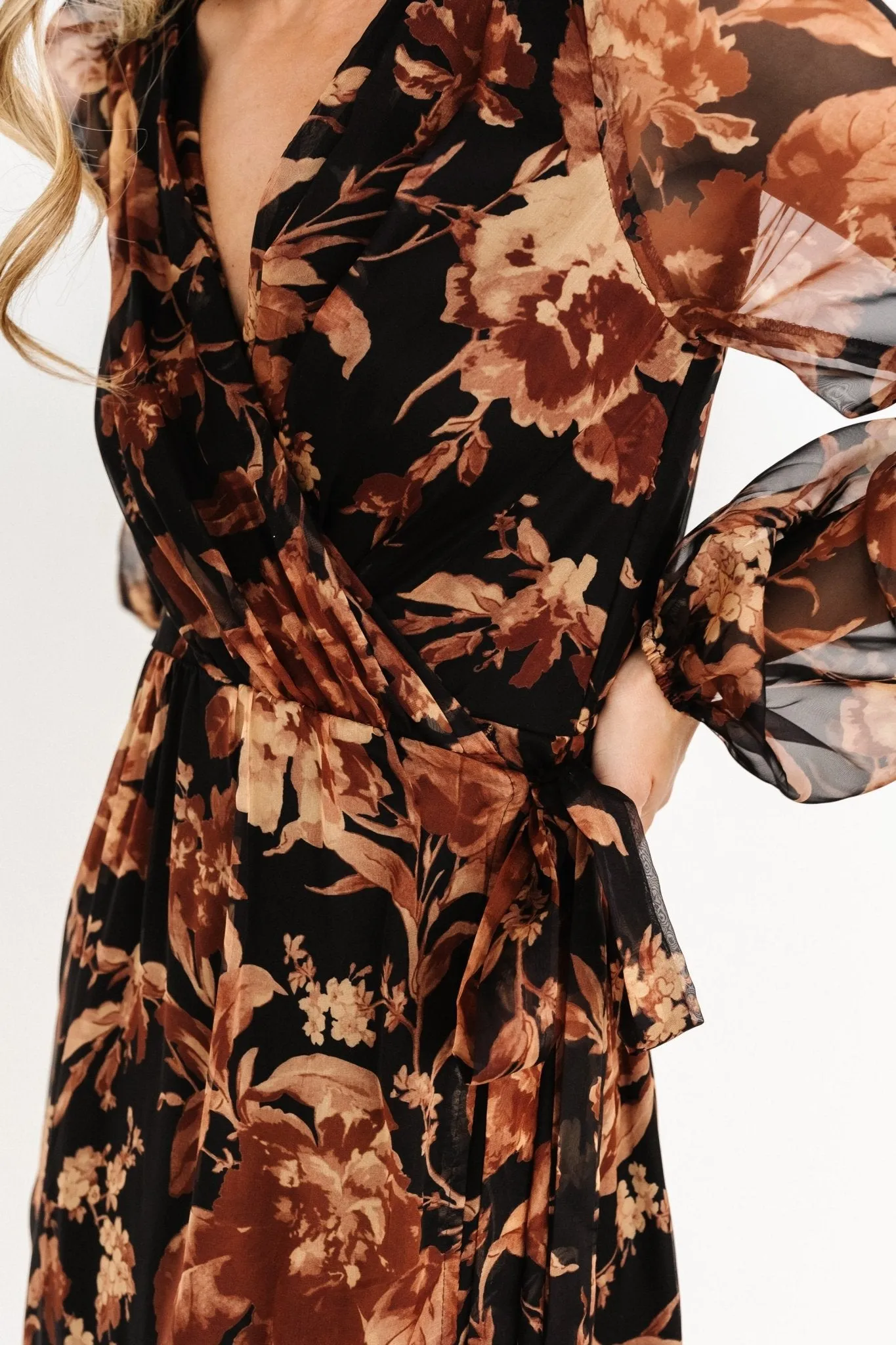 Maura Wrap Maxi Dress | Black Print sold by Baltic Born product image thumbnail 2