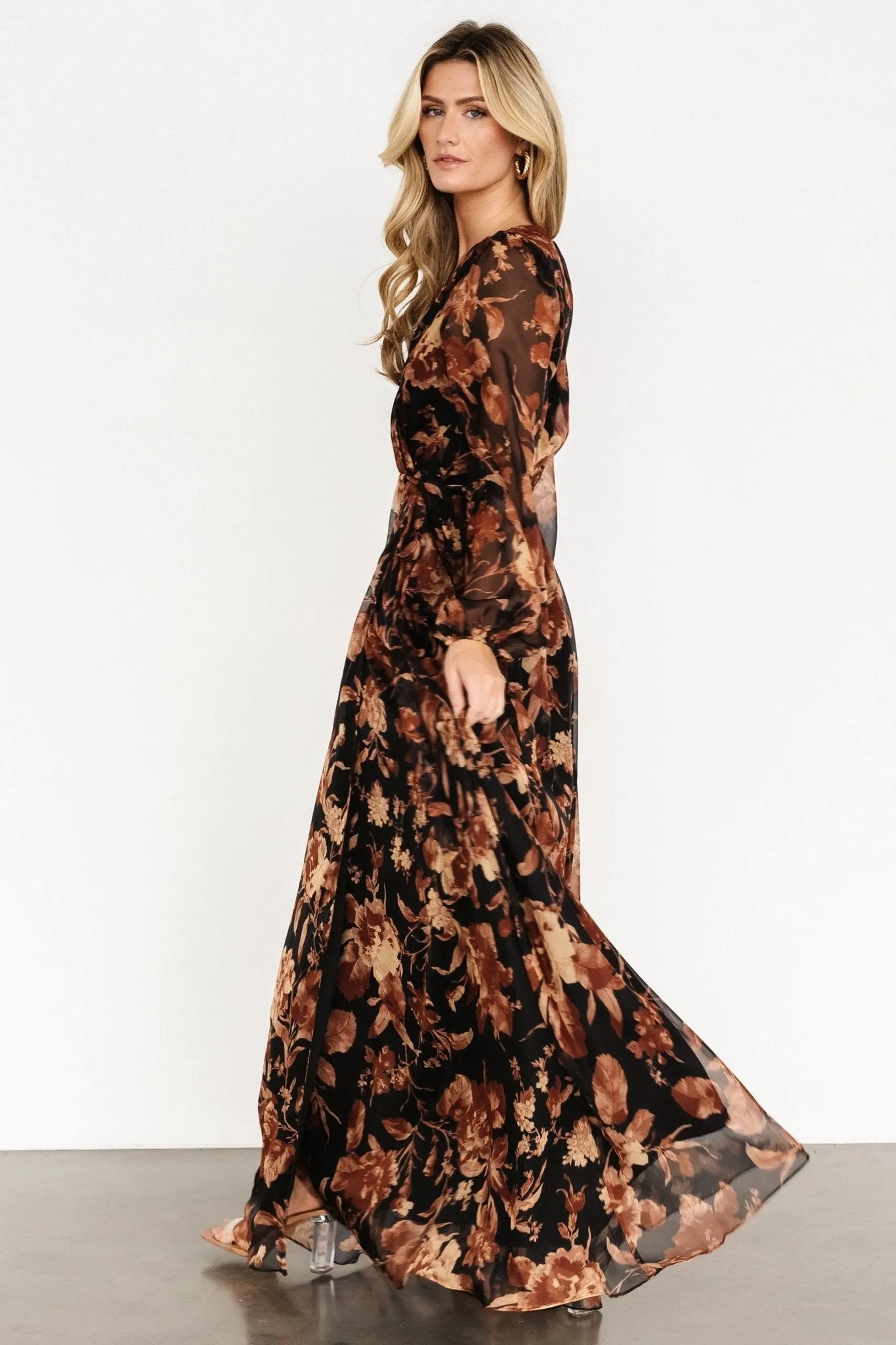 Maura Wrap Maxi Dress | Black Print sold by Baltic Born product image thumbnail 3