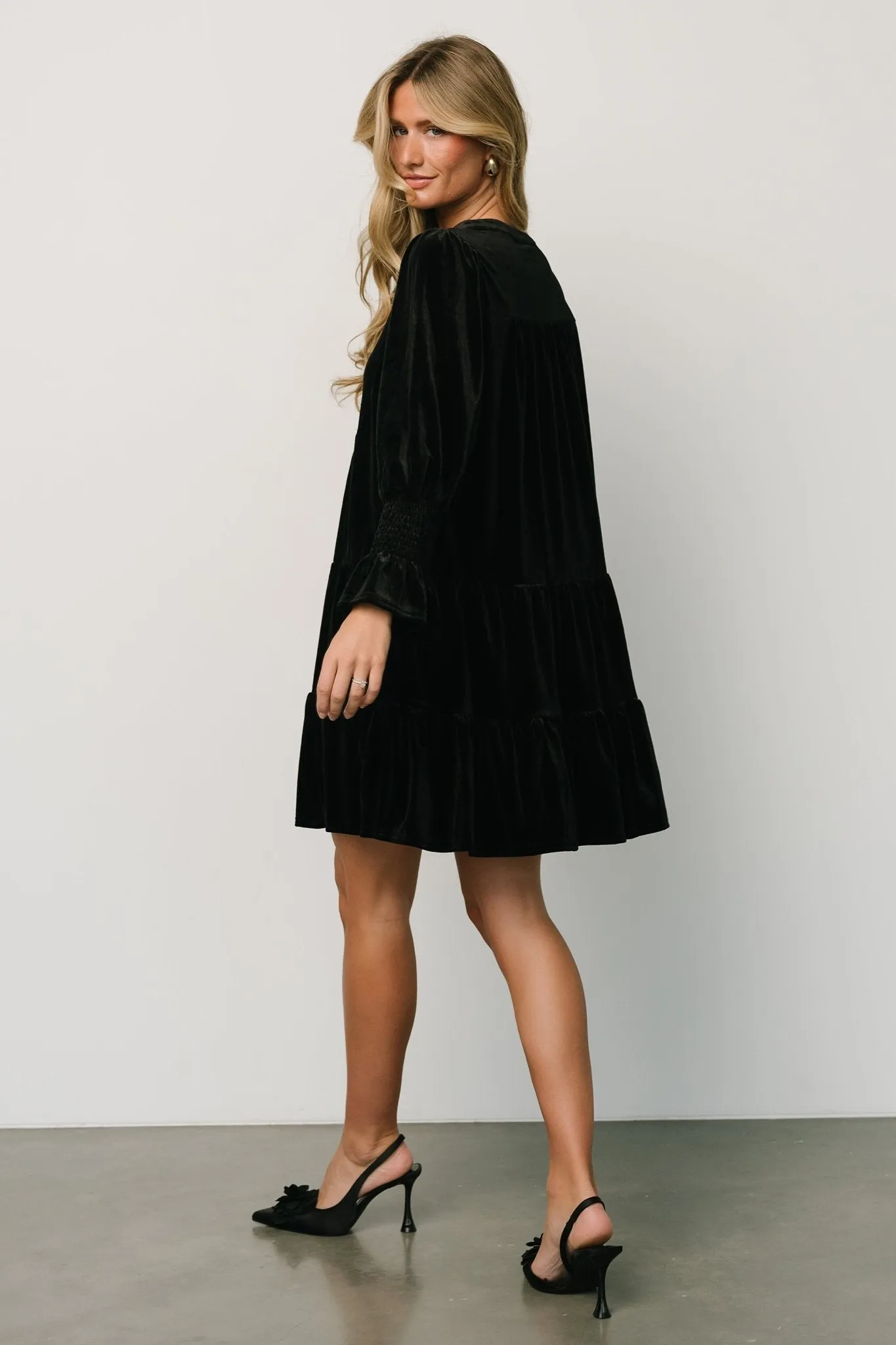 Tolman Velvet Short Dress | Black sold by Baltic Born product image thumbnail 5