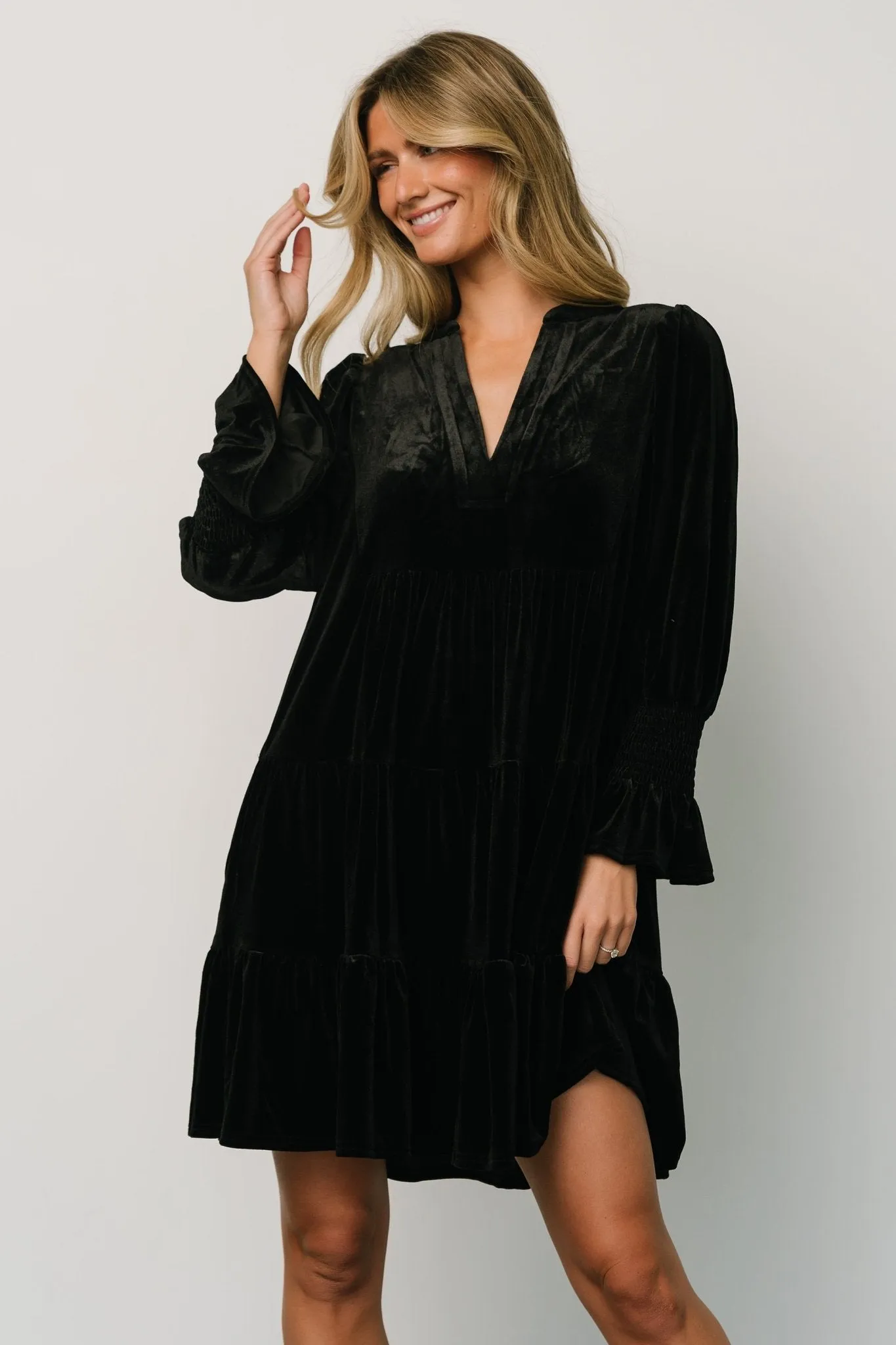 Tolman Velvet Short Dress | Black sold by Baltic Born product image thumbnail 2