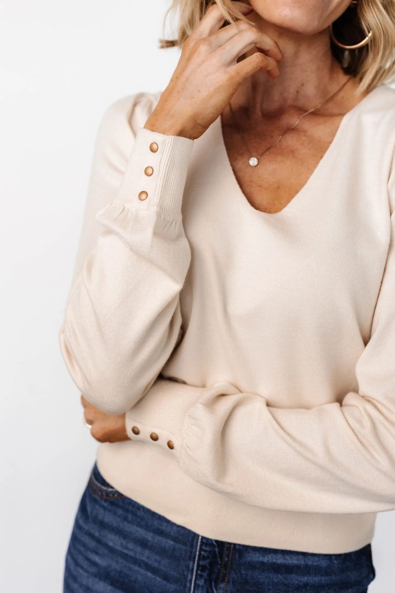 Sheila V Neck Sweater Top | Ivory sold by Baltic Born product image thumbnail 2